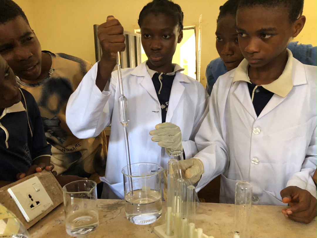 Students in a chemistry practical